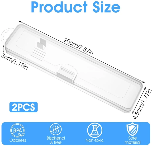 Alt view image 3 of 7 - SynHHergyx Transparent Toothbrush Travel Case 2 Pack, Portable Plastic Clear Storage Container with Hook for Traveling