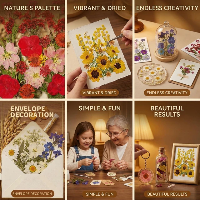 Alt view image 3 of 6 - 106pcs Natural Dried Flowers and Leaves Compressed for Resin