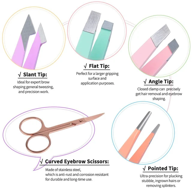 Alt view image 4 of 6 - TsMADDTs 6-Piece Eyebrow Tweezers Kit for Women Facial Hair with Case