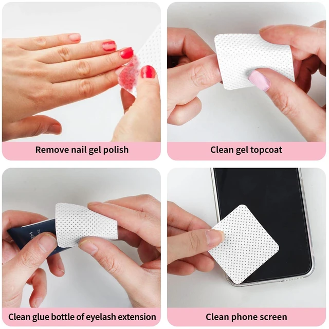 Alt view image 5 of 6 - Nail Cotton Pads 200 Pieces, Pull-Down Pump Dispenser Bottle 1, Super Absorbent Non-Woven Eyelash Glue Wipes, Nail Polish Dehumidifier for Eyelash Extension Products, Nai