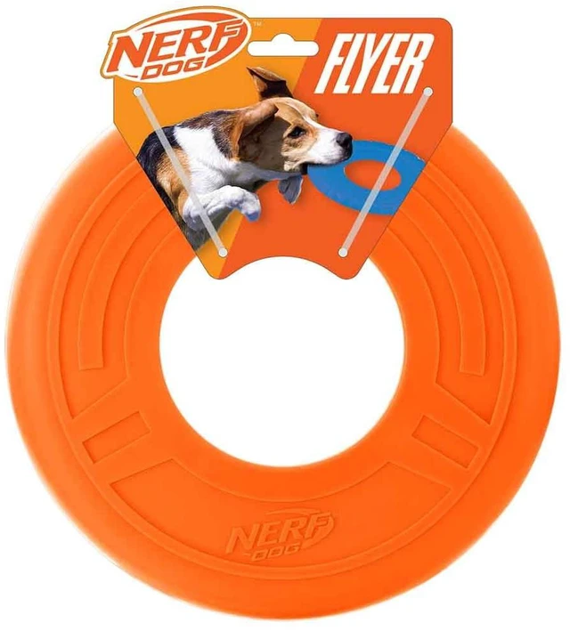 Main image of Nerf Dog Atomic Flyer 10-Inch Rubber Flying Disc Dog Fetch Toy for Medium and Large Dogs, Orange