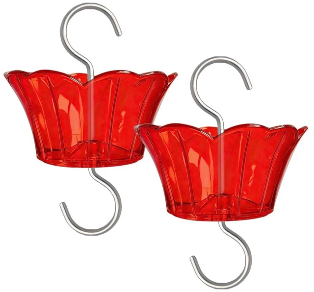 Main image of 3oz Plastic Ant Moat for Hummingbird Feeder, 2-Pack Red Insect Guards