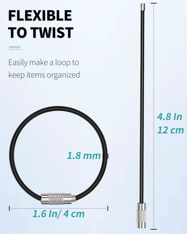 Alt view image 3 of 6 - Uniclife 4 Inch Stainless Steel Heavy Duty Wire Keychain Cable Key Ring