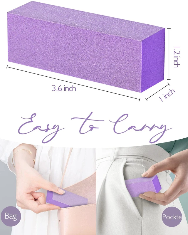 Alt view image 4 of 7 - Maryton Nail Buffer Block 3 Way Professional Pedicure Manicure Buffer, Medium/Fine Grit 100/180, 5 Count, Purple