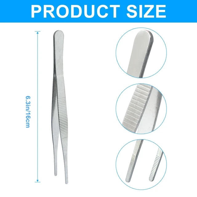 Alt view image 4 of 5 - Stainless Steel Straight Forceps, 6 Inch, 2 Pcs