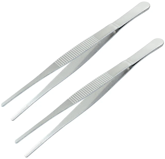 Alt view image 3 of 5 - Stainless Steel Straight Forceps, 6 Inch, 2 Pcs