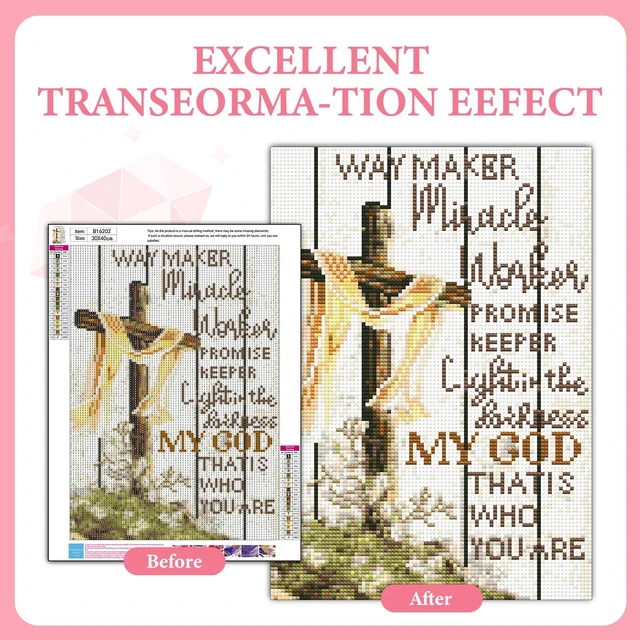 Alt view image 2 of 6 - 5D Christian Cross Diamond Painting Kit for Adults