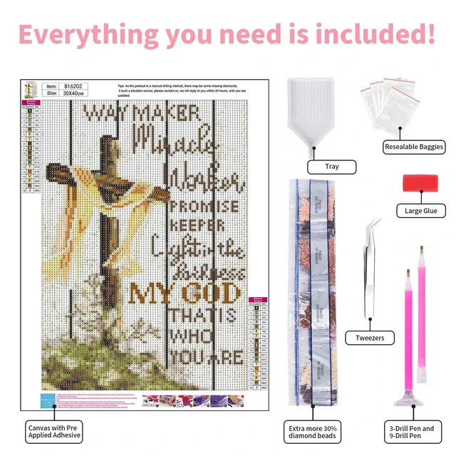Alt view image 6 of 6 - 5D Christian Cross Diamond Painting Kit for Adults