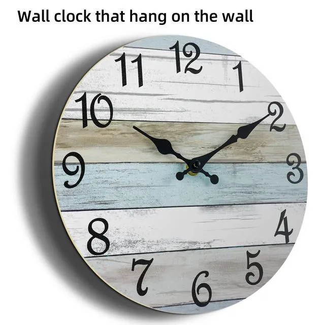 Alt view image 6 of 6 - CHYLIN Silent Non-Ticking Battery Operated Rustic Coastal Wall Clock