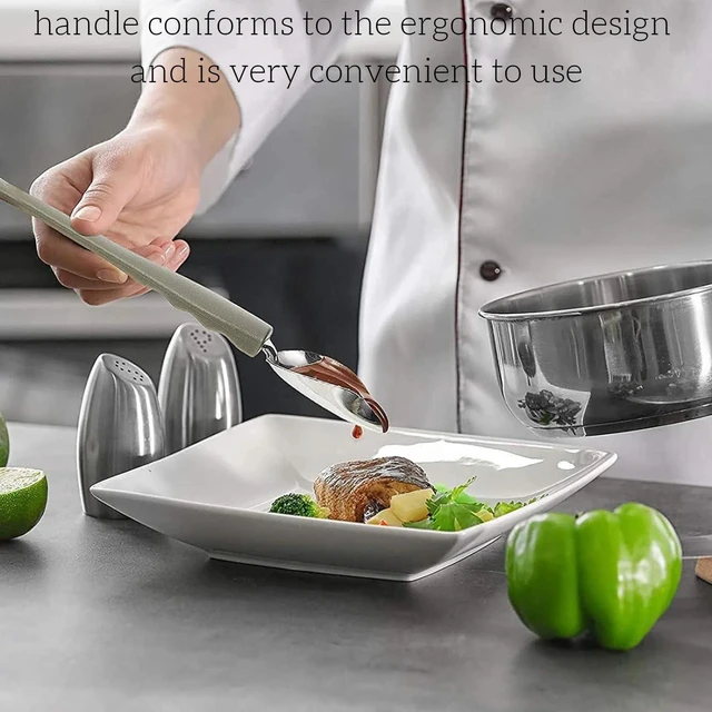 Alt view image 2 of 5 - 2Pcs Stainless Steel Chef Drizzle Spoons, Chocolate Filter Spoons, Plating Spoon Set for Decorative Plates, Cake, Coffee