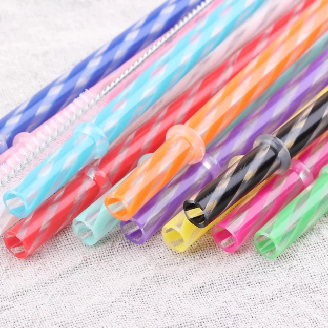 Alt view image 6 of 7 - Dakoufish 12 Piece 11inch Reusable Plastic Thick Replacement Straws for 16oz 20oz 30oz Stanley YETI Starbucks Owala Tumblers with Brush, Mix 12 Colors