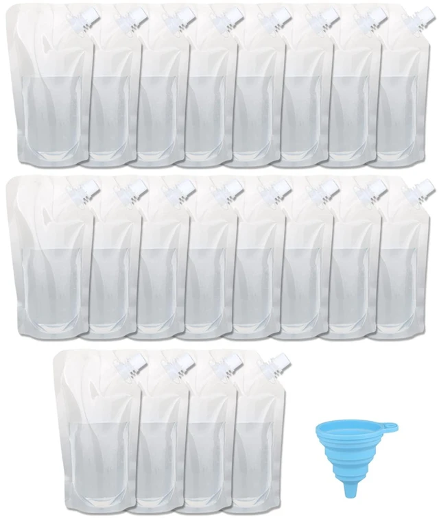 Main image of 20 Pcs Liquor Flasks with Funnel, 16 oz, Reusable Plastic Cruise Pouch, Concealable Sneak Travel Drinking Alcohol Flask Bags
