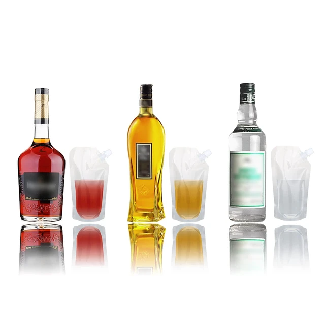 Alt view image 4 of 6 - 20 Pcs Liquor Flasks with Funnel, 16 oz, Reusable Plastic Cruise Pouch, Concealable Sneak Travel Drinking Alcohol Flask Bags