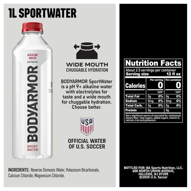 Alt view image 6 of 6 - BODYARMOR SportWater High Alkaline Water Pack + Electrolytes, 1L (6 Pk)