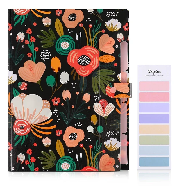 Alt view image 6 of 7 - SKYDUE Expanding File Folder with 5 Pockets, Floral Accordion File Organizer, Portable Receipt Organizer, School Office Supplies, Black