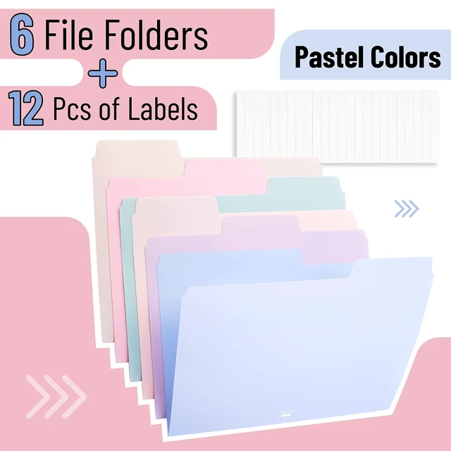 Alt view image 4 of 6 - Mr. Pen Pastel File Folders, Letter Size, 1/3 Cut Tab, 6 Pack