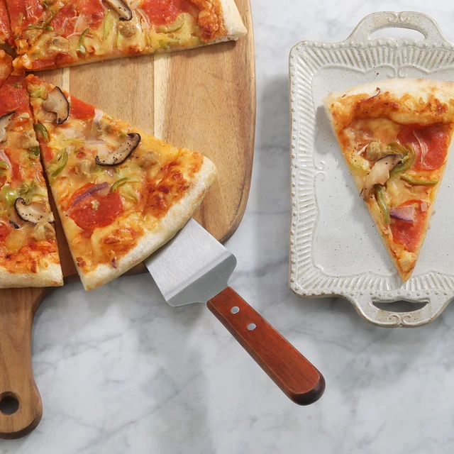 Alt view image 3 of 7 - New Star Foodservice Stainless Steel Pie Server with Wood Handle, 10-Inch, Restaurant Grade Cake, Pie, Pizza, and Dessert Serving Spatula
