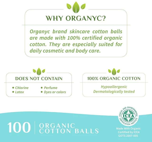 Alt view image 4 of 5 - Organyc 100% Organic Cotton Balls for Sensitive Skin, 100 Count