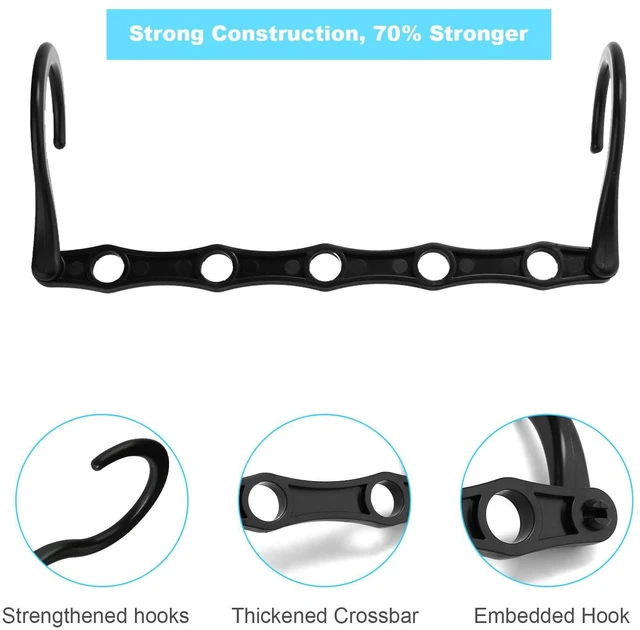 Alt view image 2 of 7 - 10-Pack Space Saving Hangers, Closet Organizer & Storage for Clothes, Black