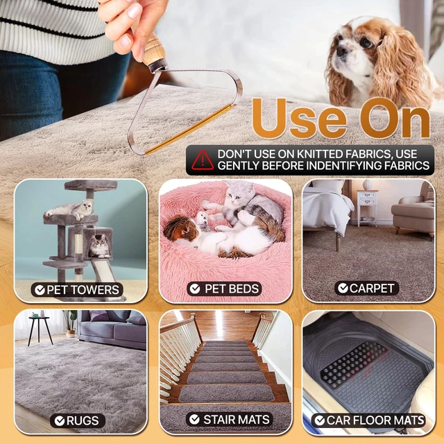 Alt view image 2 of 6 - 1-Pack Pet Hair Removal Tool - Carpet Rake and Squeegee, Lint Remover and Hair Scraper for Couch, Easy to Clean Fuzz Fur and Pro Cat Dog Hair Remover for Rugs, Car Floor