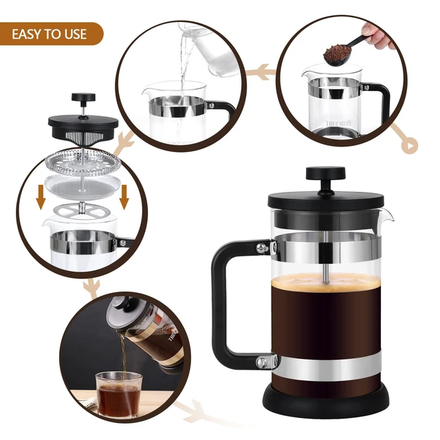 Alt view image 4 of 6 - 21oz French Press Coffee Maker, Thickened Borosilicate Glass