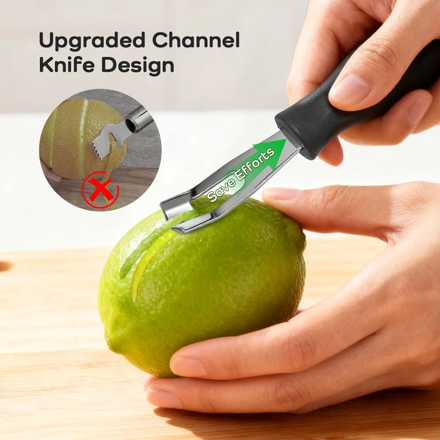 Alt view image 6 of 7 - Channel Knife Lemon Peeler Zester Garnish - Triangular V-Shaped Stainless Steel Professional Grade Bar Tool (Peeler A)