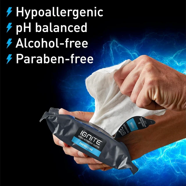 Alt view image 3 of 6 - Ignite Men's Body Wet Wipes, Extra Thick 8" x 8", Energizing Scent, 10 Count