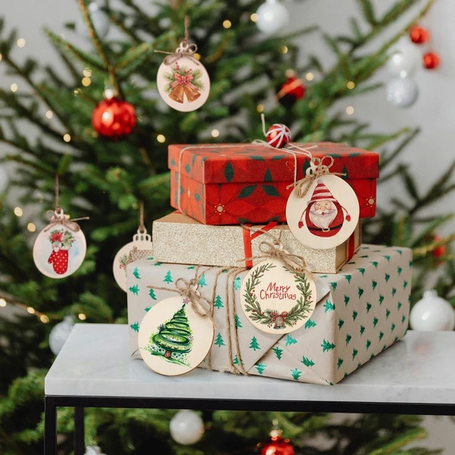 Alt view image 3 of 7 - 20 Pcs Unfinished Natural Wood Slices with Holes, 3.13x2.55in, for Painting, DIY Christmas Ornaments, Hanging Decorations