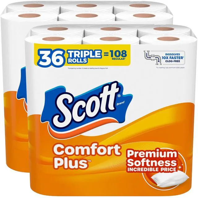 Main image of Scott ComfortPlus Toilet Paper 36 Triple Rolls 231 Sheets per Roll