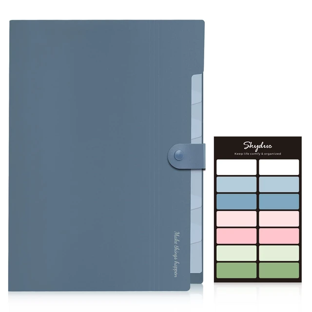 Alt view image 3 of 6 - SKYDUE Expanding File Organizer with 8 Pockets, Letter Size, Blue, Accordion Folders, Labels, Portable Document, Bill & Receipt Organizer for Home Office School
