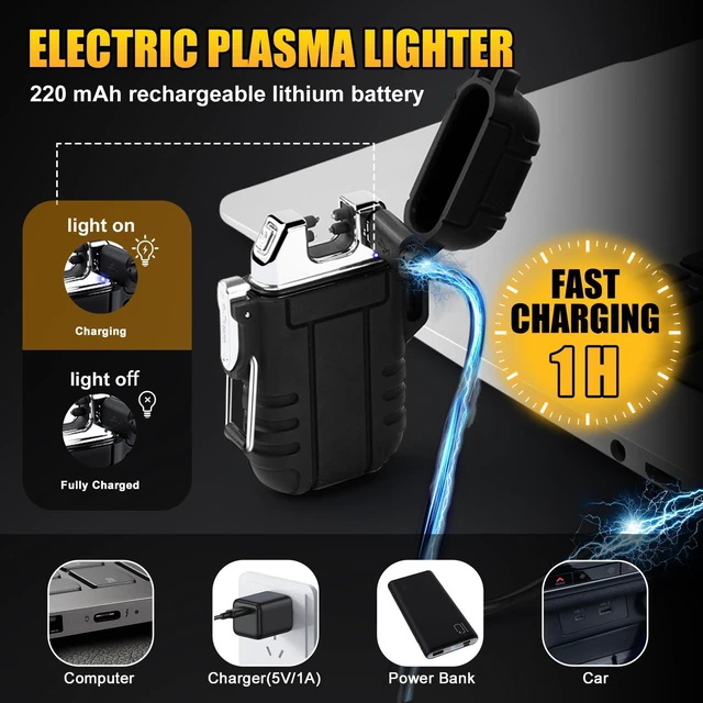 Alt view image 2 of 6 - Dual Arc Plasma Rechargeable Electric Lighter Waterproof Matches