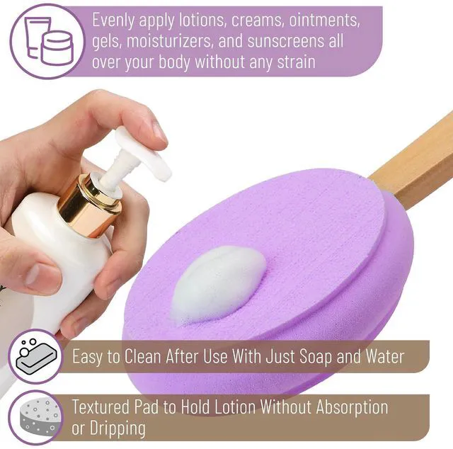 Alt view image 6 of 6 - Slick Lotion Applicator 17Inch Purple - Back Applicator, Certified Organic, Easy Reach Washable, Self Tanner for All Skin Tone