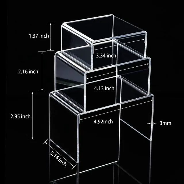 Alt view image 6 of 6 - Chuangdi 2 Sets Clear Small Display Risers Figure Food Stand