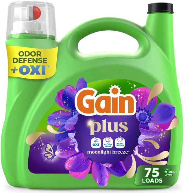 Main image of Gain Plus Liquid Laundry Detergent With Oxi, Moonlight Breeze Scent, 99 fl oz, 75 Loads