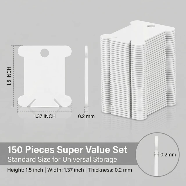 Alt view image 5 of 7 - RAINFLOW 150PCS Plastic Embroidery Floss Bobbins Thread Organizer Cards