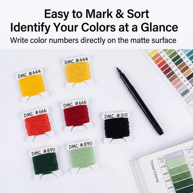 Alt view image 3 of 7 - RAINFLOW 150PCS Plastic Embroidery Floss Bobbins Thread Organizer Cards