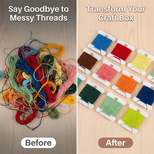 Alt view image 7 of 7 - RAINFLOW 150PCS Plastic Embroidery Floss Bobbins Thread Organizer Cards