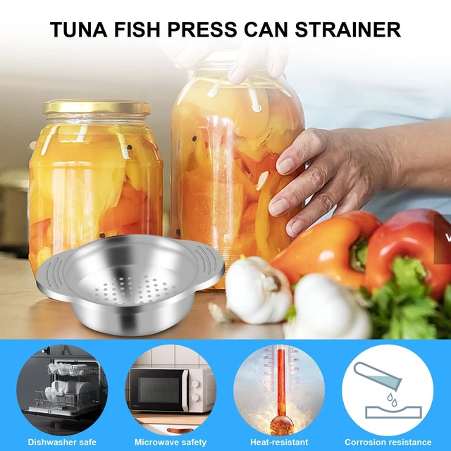 Alt view image 4 of 6 - Stainless Steel Food Grade Tuna Can Strainer Press
