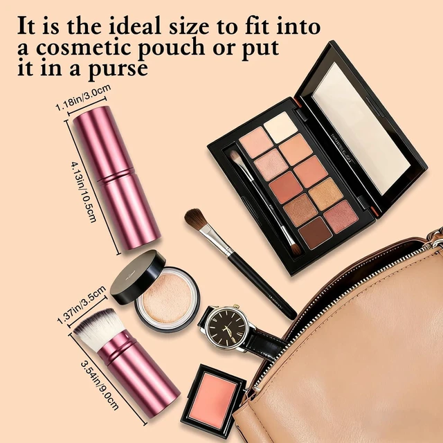 Alt view image 7 of 7 - Retractable Kabuki Makeup Brush - Portable Travel Face Brush with Cover for Foundation, Powder, Blush & Bronzer, Cruelty-Free and Vegan
