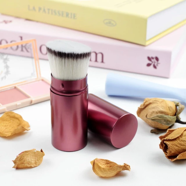 Alt view image 6 of 7 - Retractable Kabuki Makeup Brush - Portable Travel Face Brush with Cover for Foundation, Powder, Blush & Bronzer, Cruelty-Free and Vegan