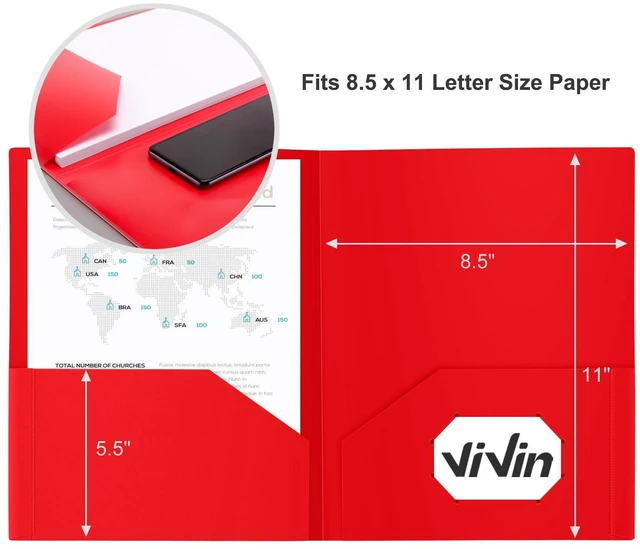 Alt view image 6 of 6 - ViVin 6 Pack Plastic Folders with Pockets (Assorted Color)
