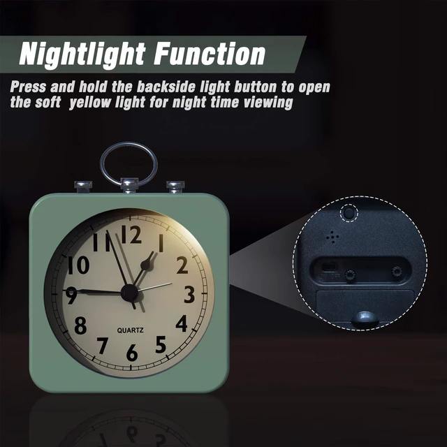 Alt view image 2 of 6 - AYRELY Small Metal Alarm Clock for Desk, Table, and Travel