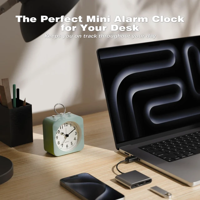 Alt view image 5 of 6 - AYRELY Small Metal Alarm Clock for Desk, Table, and Travel