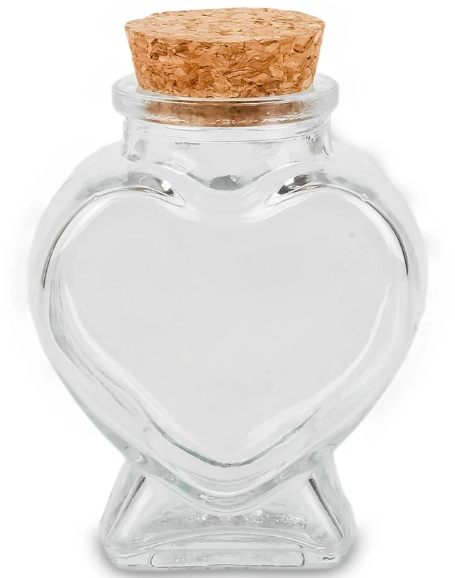 Main image of 50ml 1Pcs Empty Clear Glass Heart-Shaped Bottle with Cork Stopper, Decorative for Wedding and DIY Art Craft