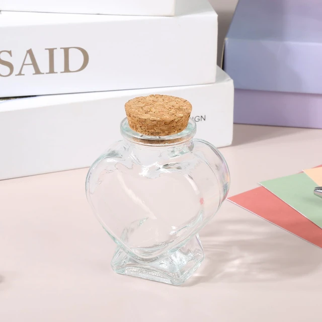 Alt view image 7 of 7 - 50ml 1Pcs Empty Clear Glass Heart-Shaped Bottle with Cork Stopper, Decorative for Wedding and DIY Art Craft