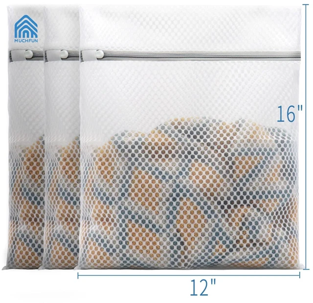 Alt view image 2 of 6 - Muchfun 3Pcs Honeycomb Mesh Laundry Bags for Delicates, 12x16 Inches