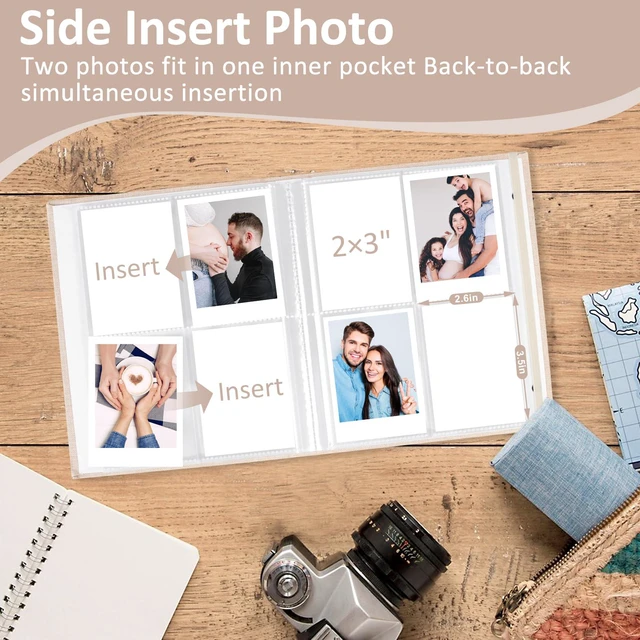 Alt view image 5 of 7 - Vivinin 2PCS Polaroid Photo Album, 2x3Inch, 104 Pockets Holds 208 Pictures, Linen Hardcover, Off-white