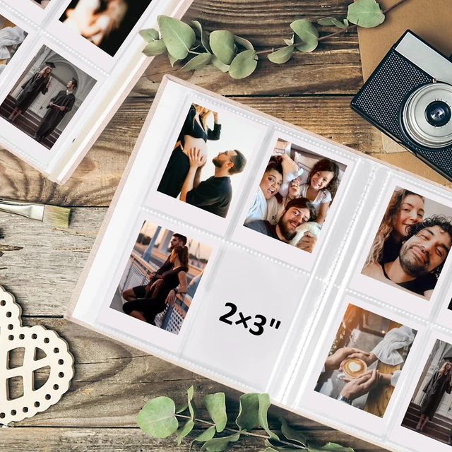Alt view image 3 of 7 - Vivinin 2PCS Polaroid Photo Album, 2x3Inch, 104 Pockets Holds 208 Pictures, Linen Hardcover, Off-white