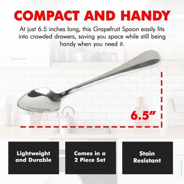 Alt view image 5 of 6 - Chef Craft Select Serrated Grapefruit Spoon 2-Piece Set 6.5 Inches Stainless Steel Dishwasher Safe