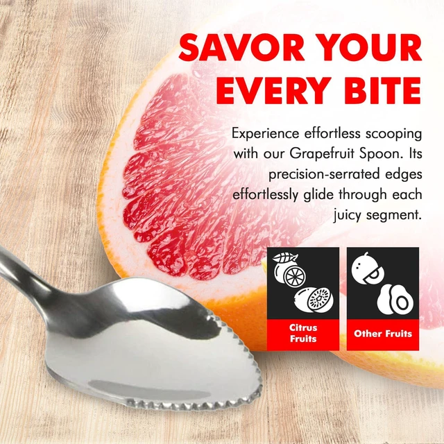 Alt view image 3 of 6 - Chef Craft Select Serrated Grapefruit Spoon 2-Piece Set 6.5 Inches Stainless Steel Dishwasher Safe